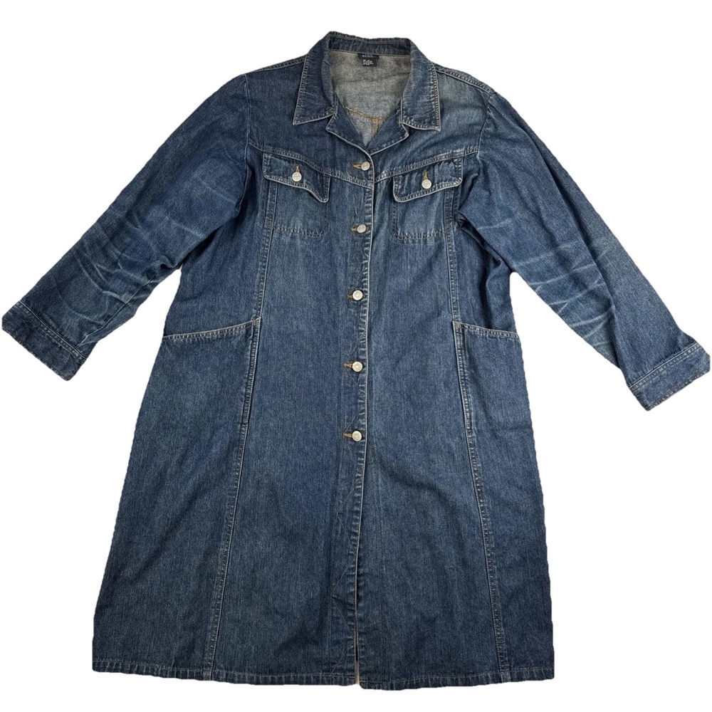 The Blues Womens Jean Shirt Dress Size 3X Blue Pockets Prarie Cottagecore Farm
